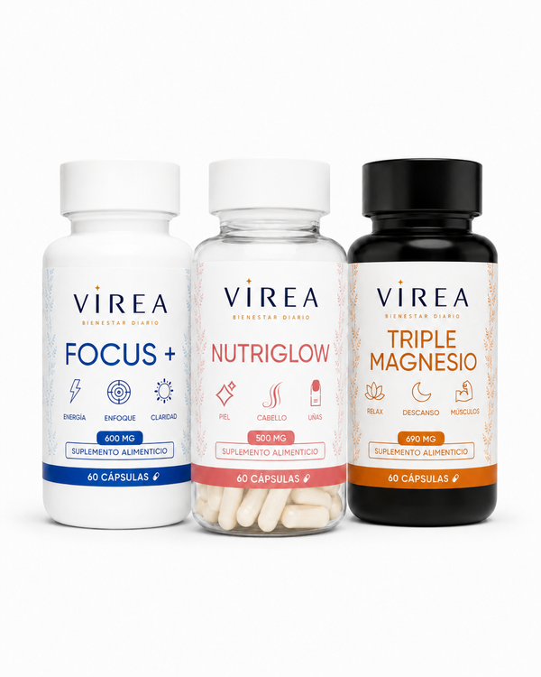 Pack Rutina Diaria VIREA — Focus+, Triple Magnesio y NutriGlow